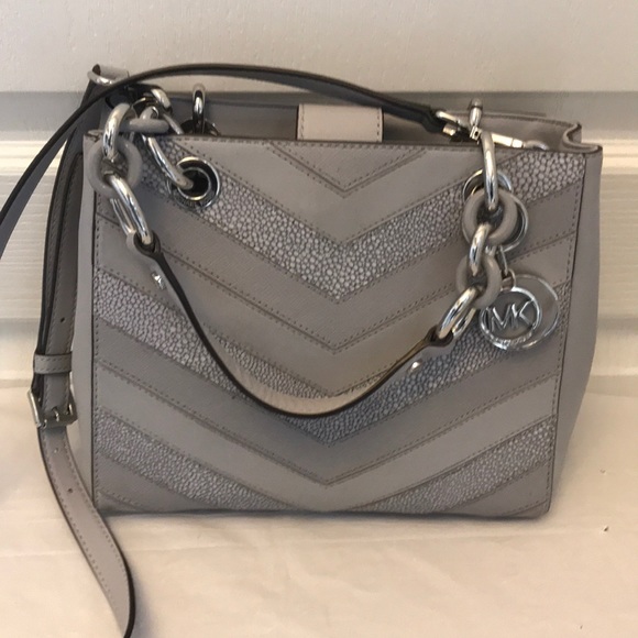 Grey Michael Kors Purse Large Print Size